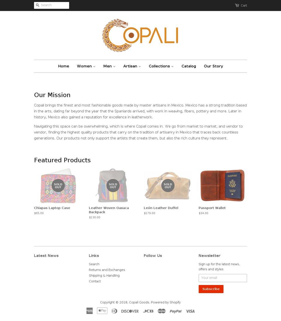 copaligoods.com — Shopify storefront screenshot