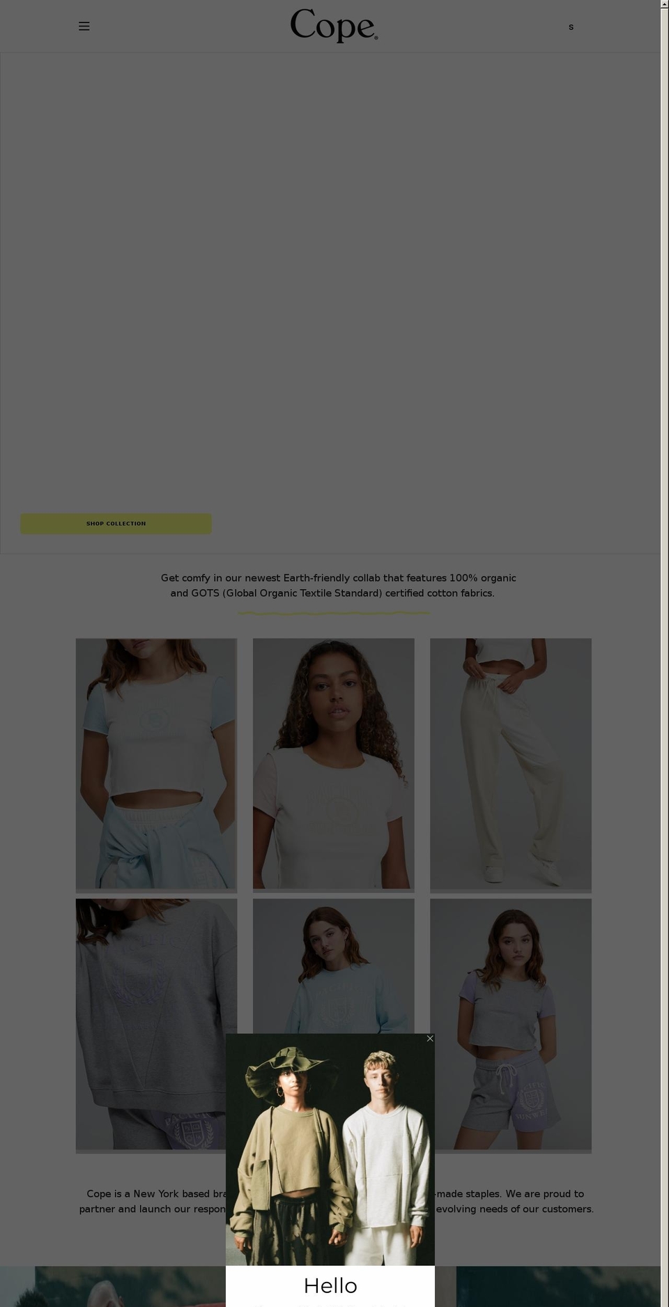 cope.clothing shopify website screenshot