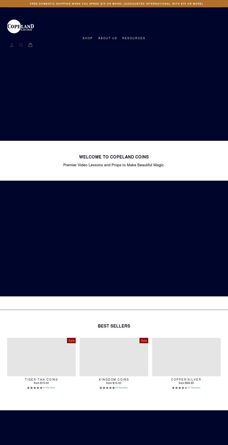 copelandcoins.com — Shopify storefront screenshot