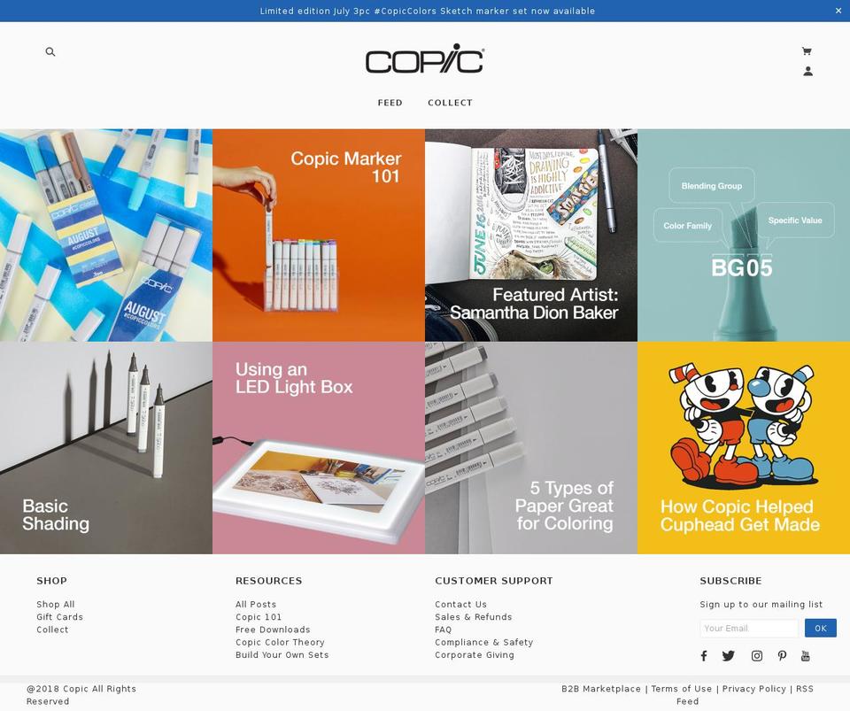 copicmarker.com shopify website screenshot