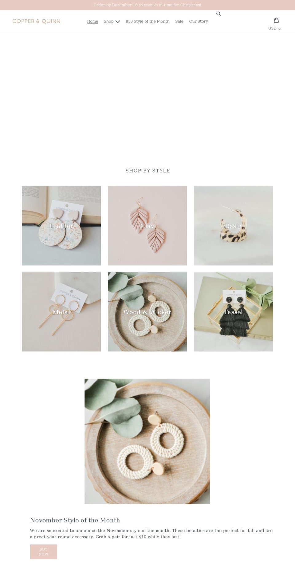 copperandquinn.com shopify website screenshot