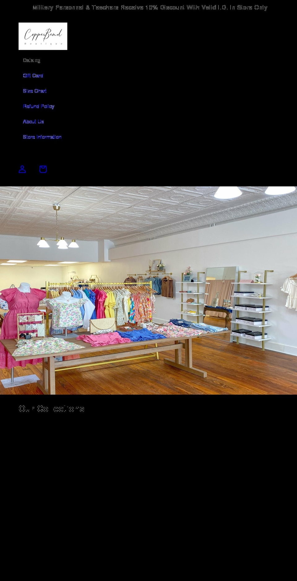 copperbendboutique.com shopify website screenshot