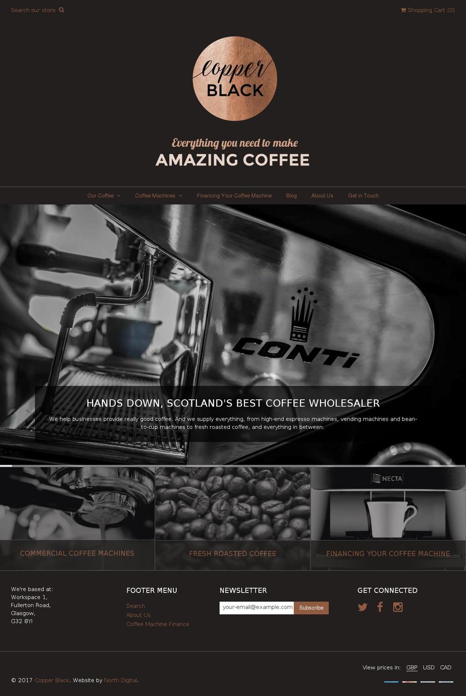 copperblackcoffee.com shopify website screenshot