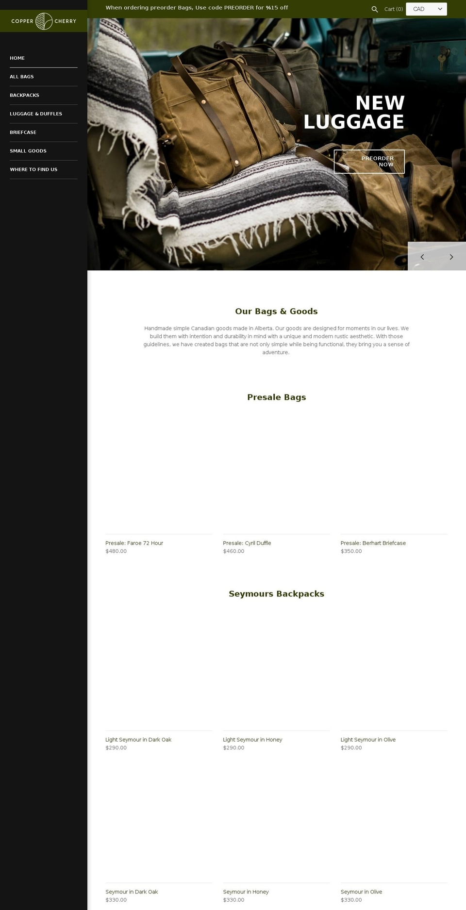 coppercherry.com — Shopify storefront screenshot