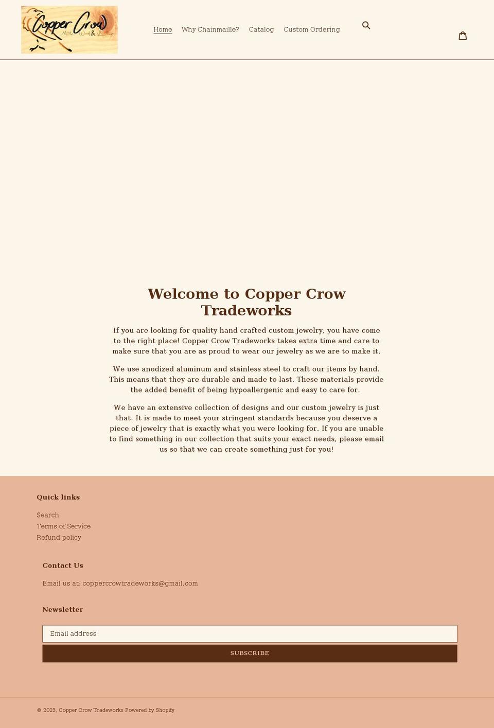 coppercrowtradeworks.com shopify website screenshot