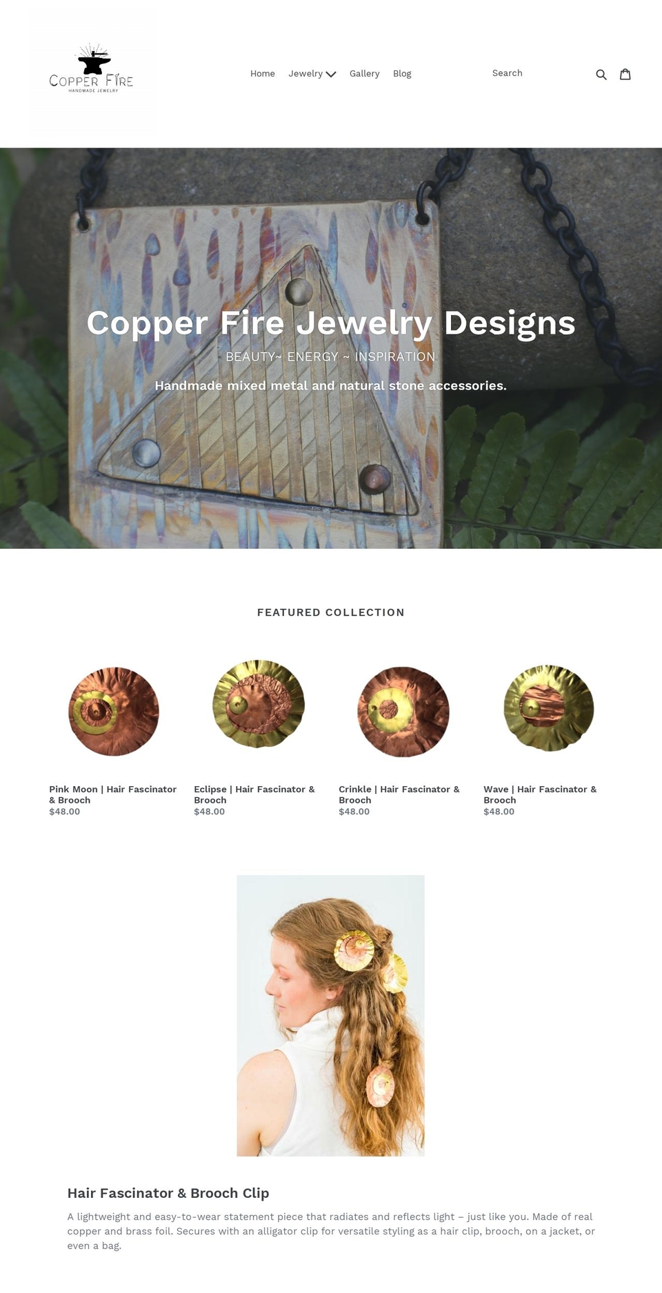 copperfiredesigns.com — Shopify storefront screenshot