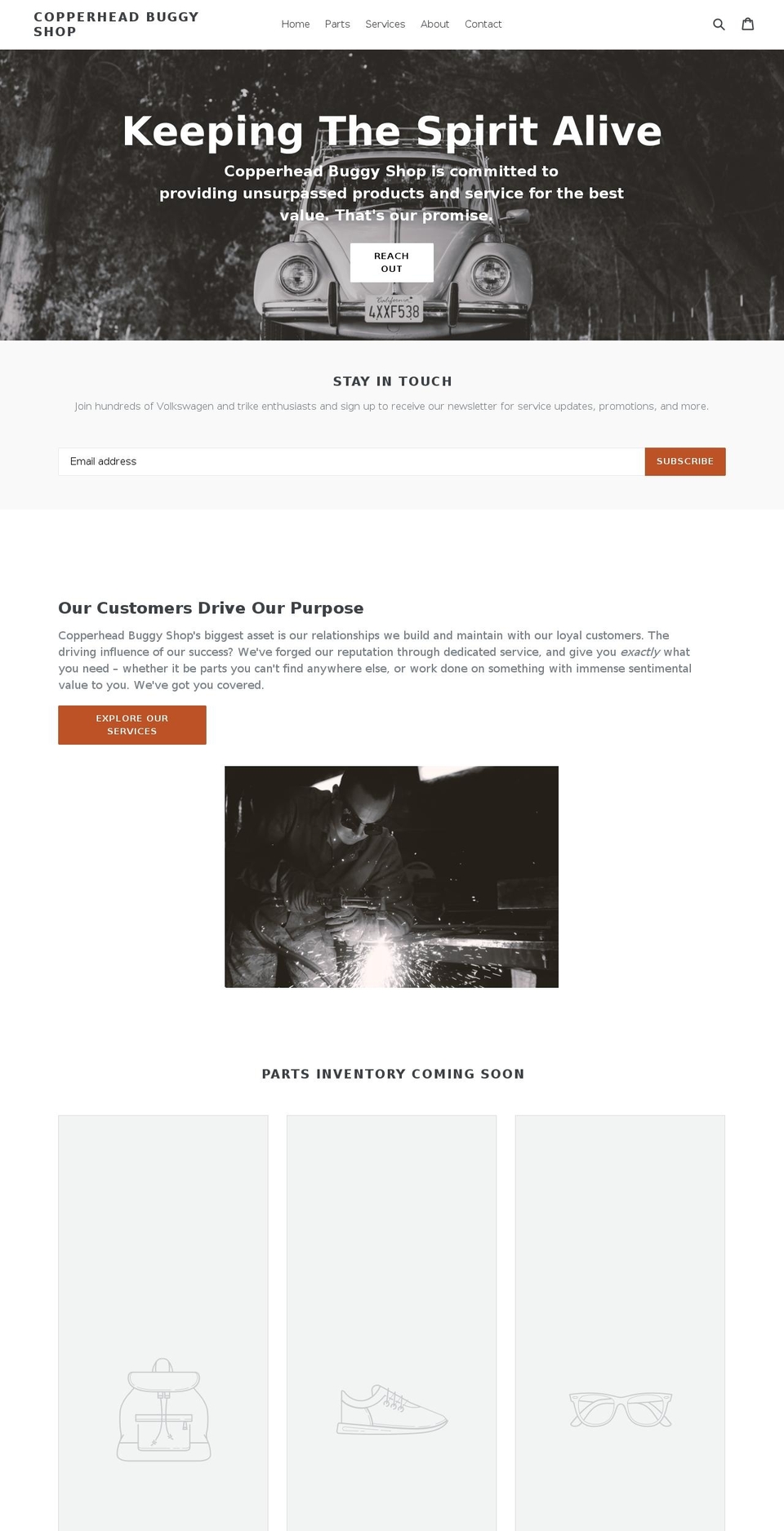 copperheadbuggyshop.com — Shopify storefront screenshot
