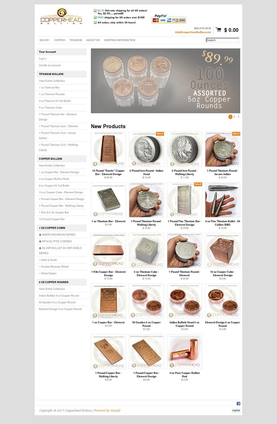 copperheadbullion.com shopify website screenshot