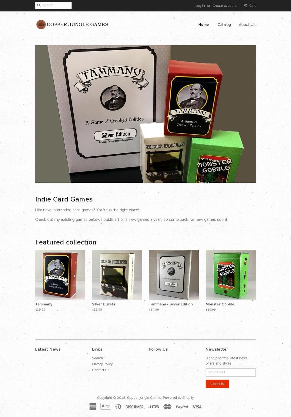 copperjunglegames.com — Shopify storefront screenshot