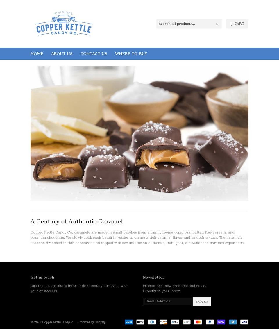 copperkettlecandyco.com shopify website screenshot