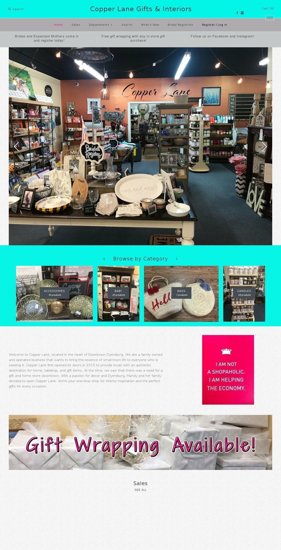 copperlanegifts.com — Shopify storefront screenshot
