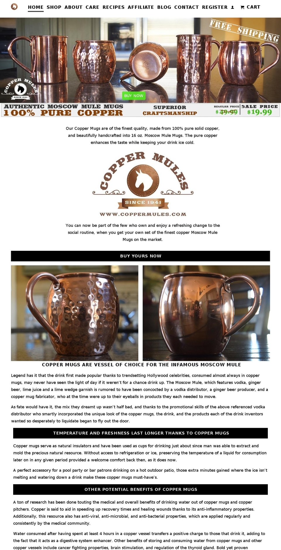coppermules.com shopify website screenshot