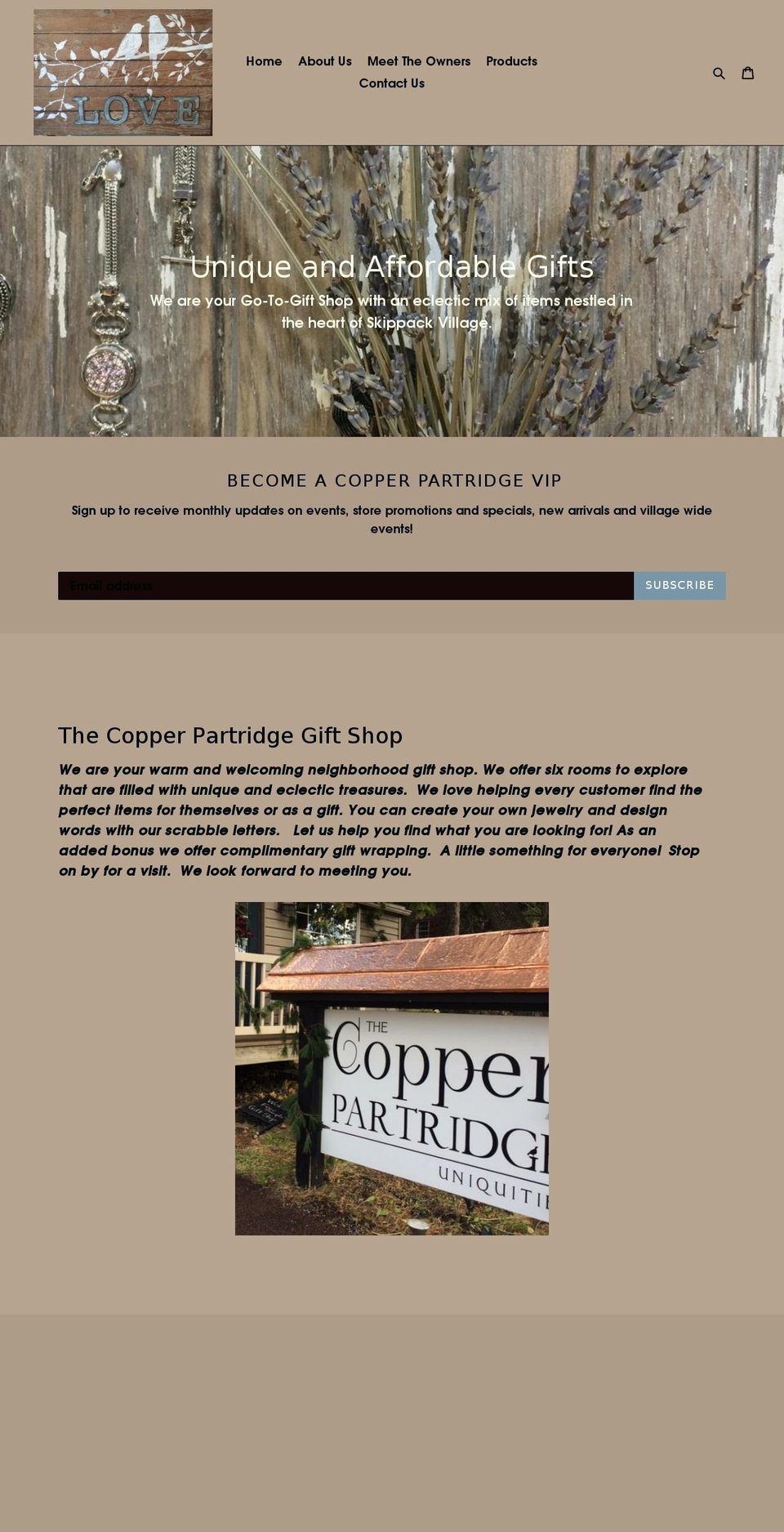 copperpartridgeonline.com — Shopify storefront screenshot