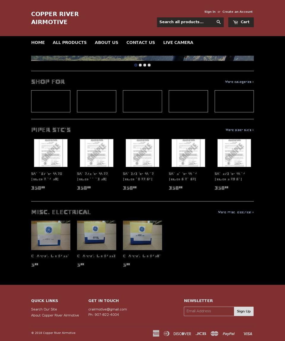 copperriveraircraft.net shopify website screenshot