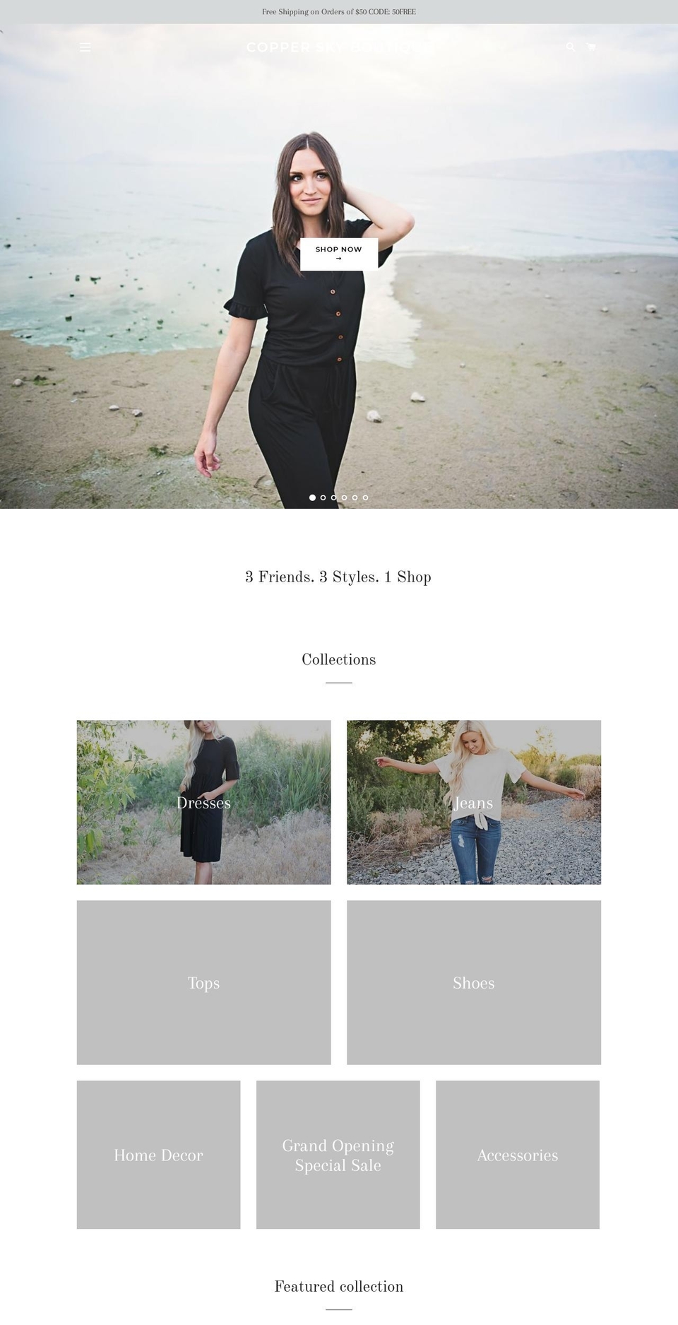 copperskyboutique.com — Shopify storefront screenshot