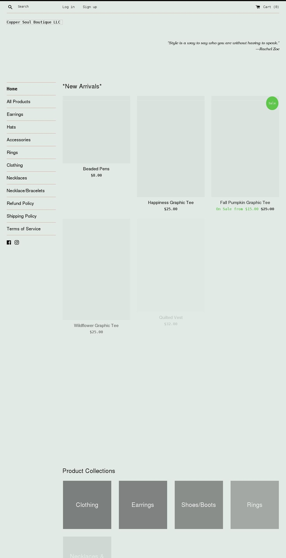 coppersoulboutique.com shopify website screenshot