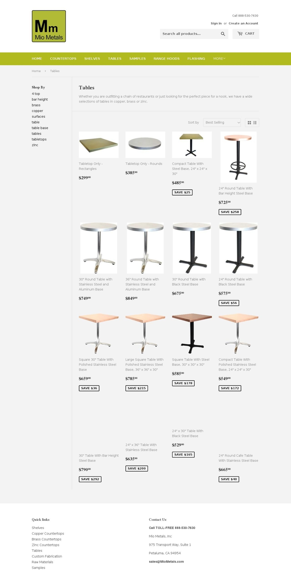 coppertabletops.us shopify website screenshot