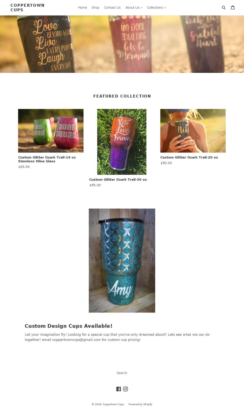 coppertowncups.com — Shopify storefront screenshot