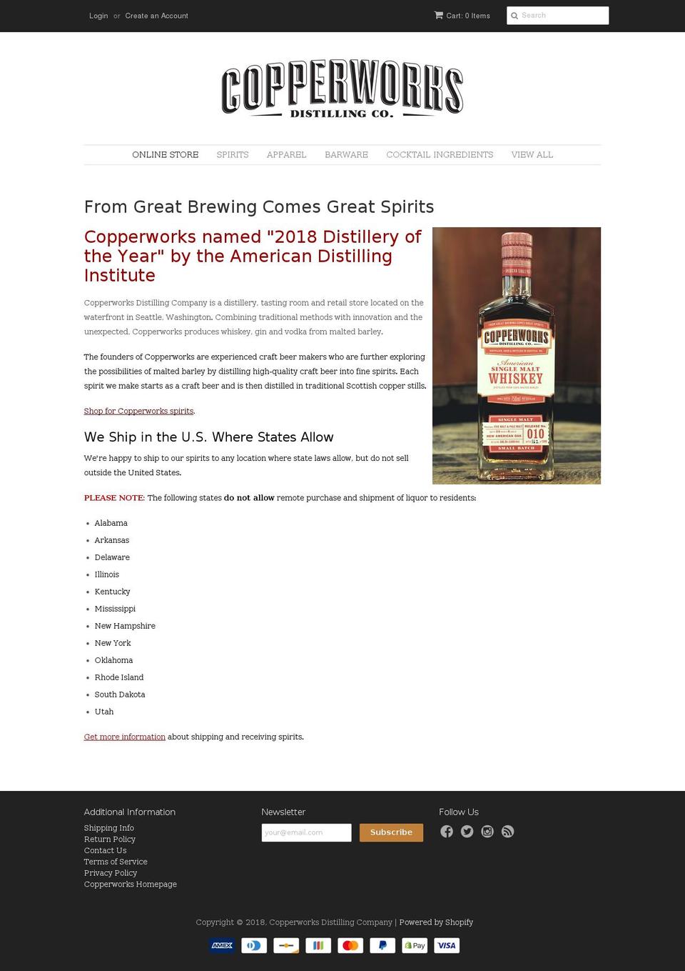 copperworks-distilling-company.myshopify.com shopify website screenshot