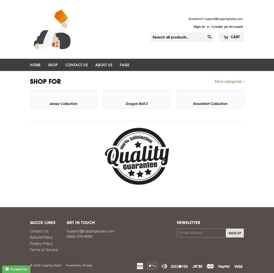 coppingstyles.com shopify website screenshot