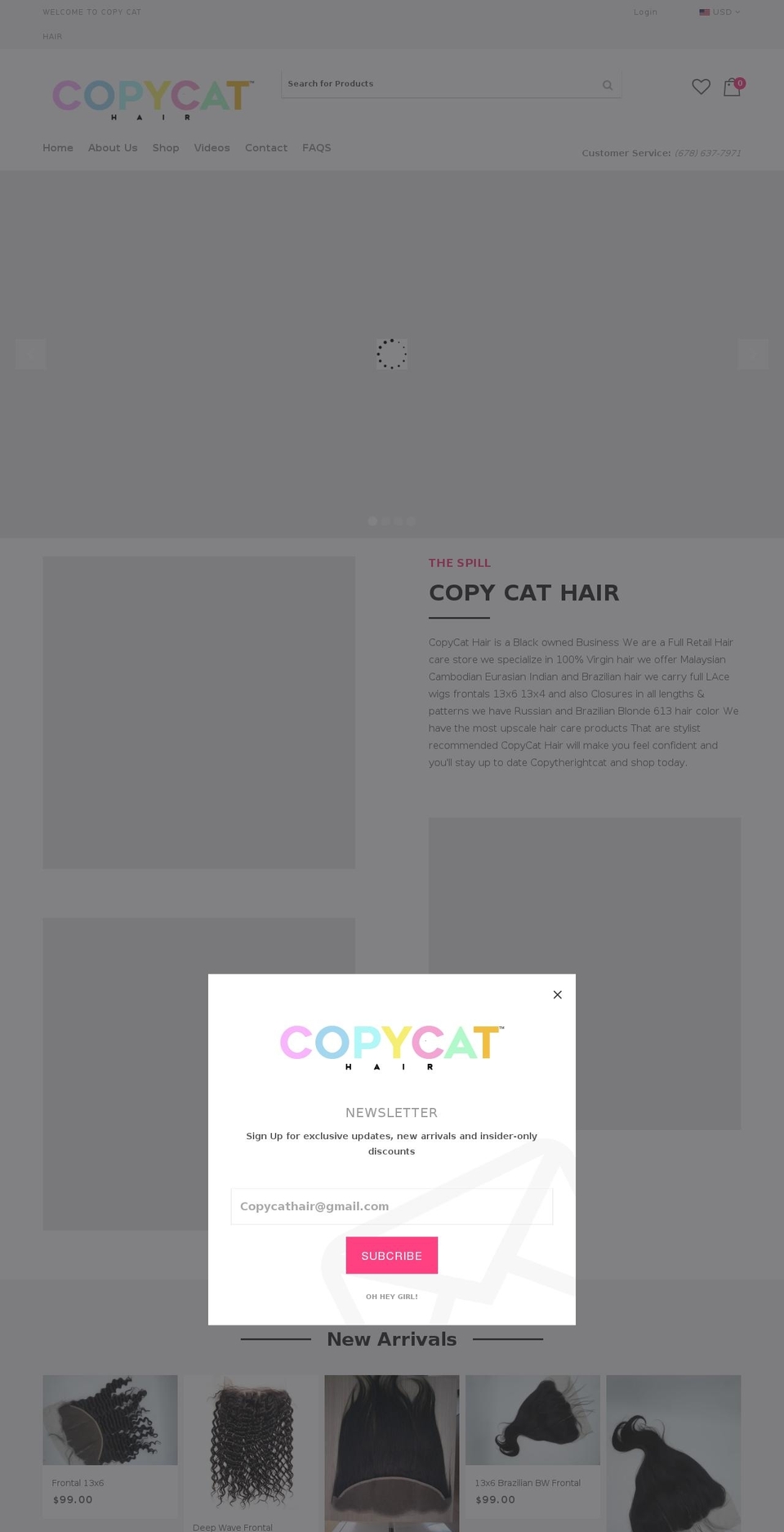 copycathair.com shopify website screenshot