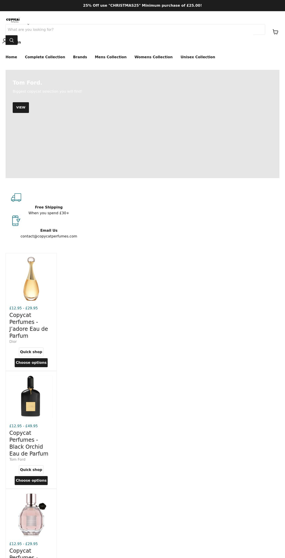 copycatperfumes.com shopify website screenshot