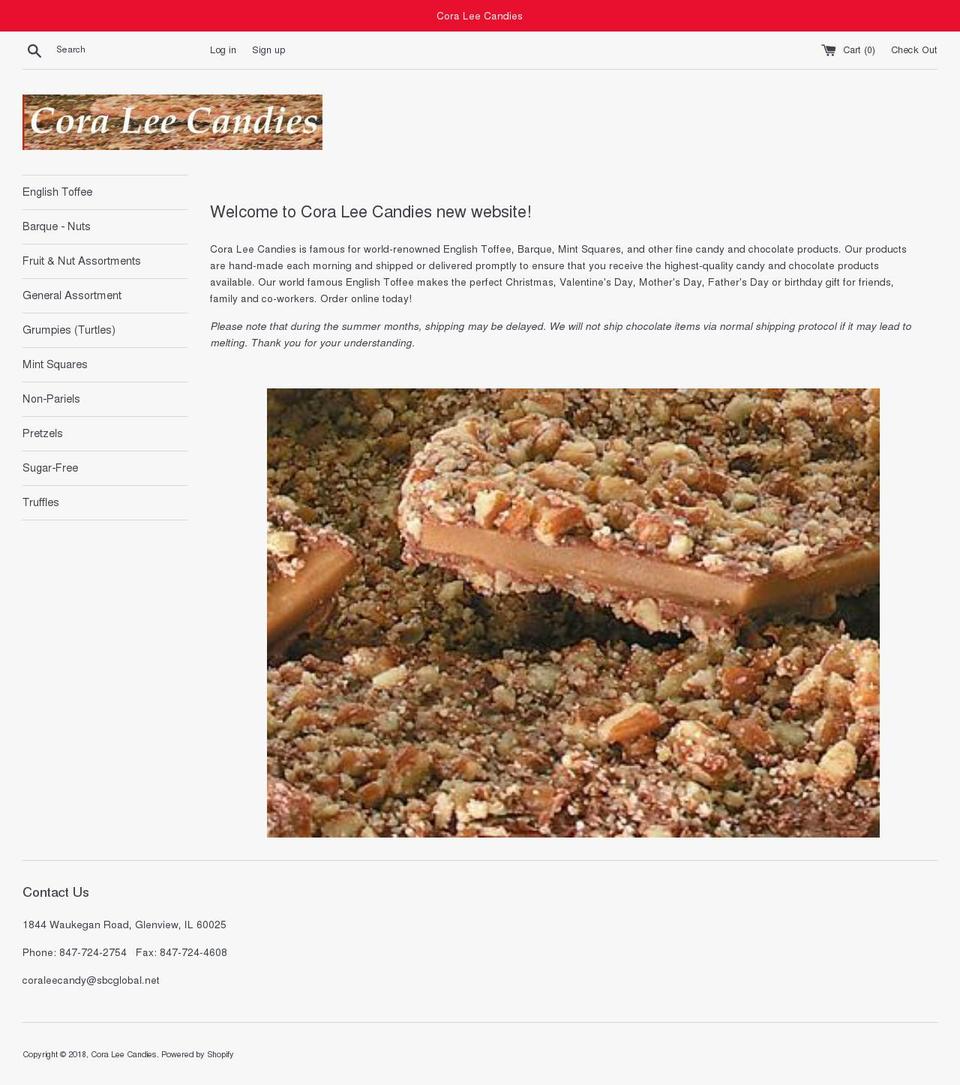 cora-lee-candies.com — Shopify storefront screenshot