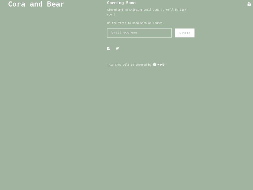 coraandbear.com shopify website screenshot