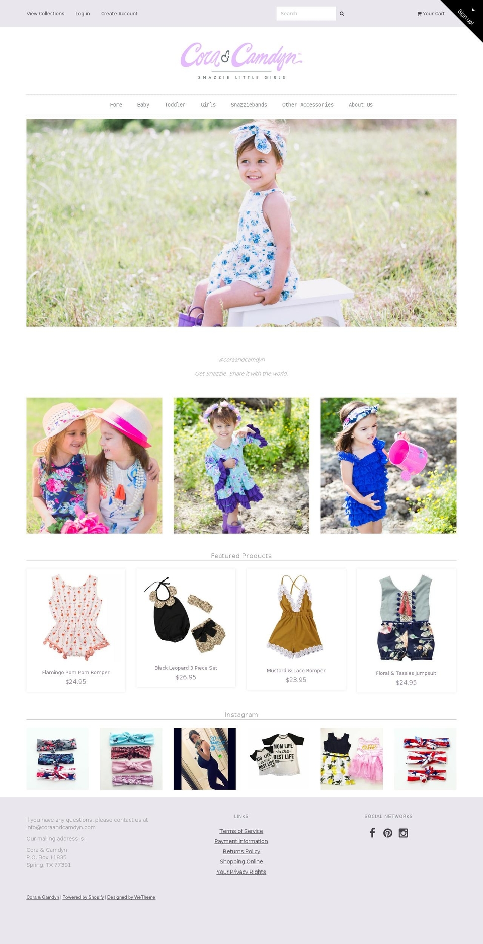 coraandcamdyn.com shopify website screenshot