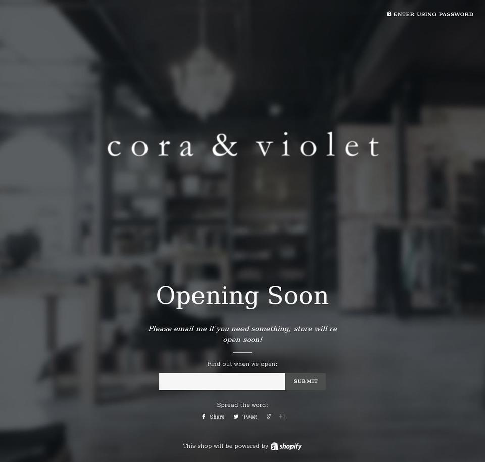 coraandviolet.com shopify website screenshot