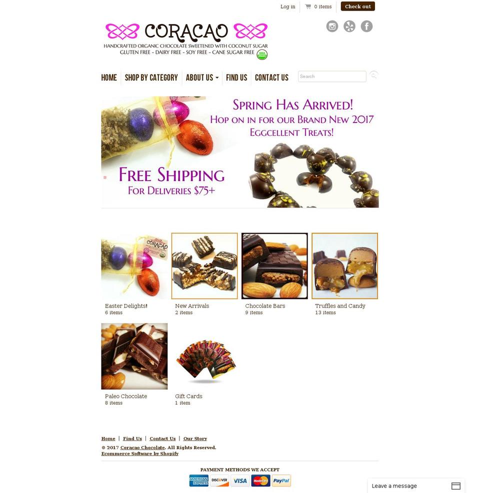 coracaoconfections.com shopify website screenshot