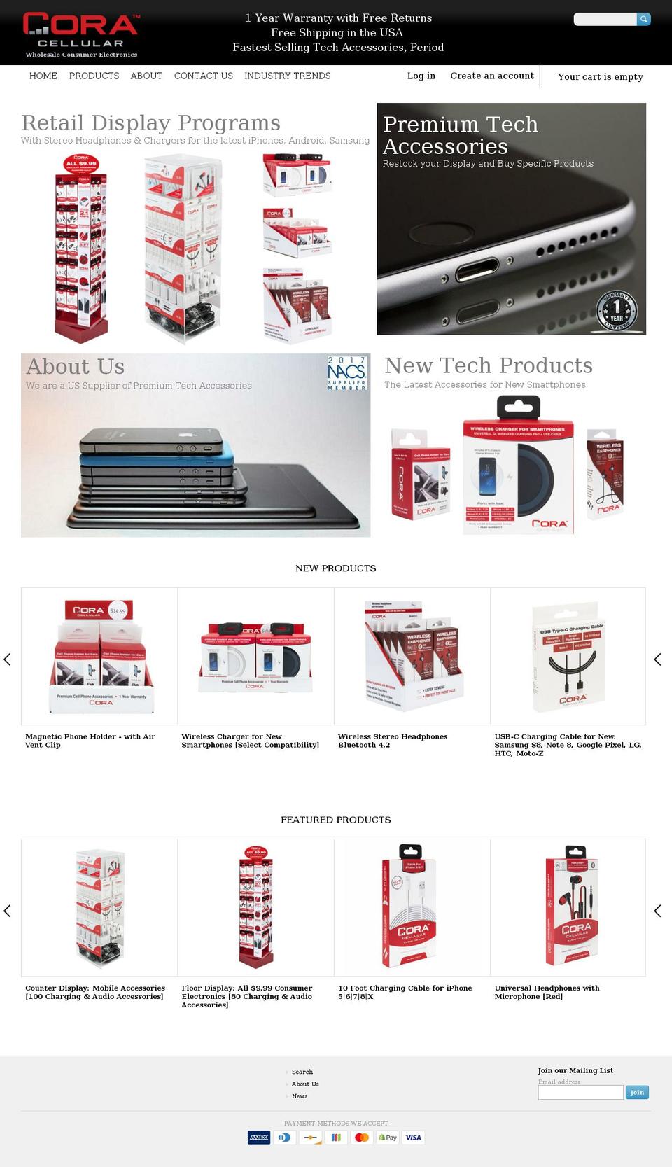 coracellular.com — Shopify storefront screenshot