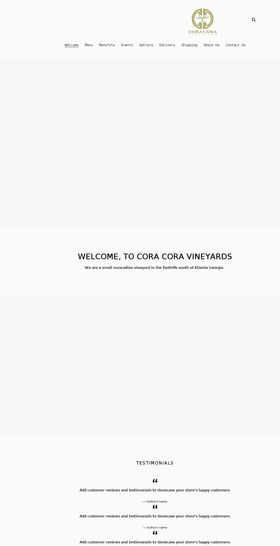 coracoravineyards.com shopify website screenshot
