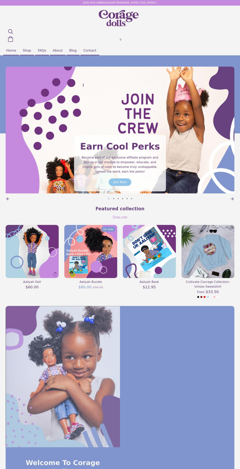 coragedolls.com shopify website screenshot