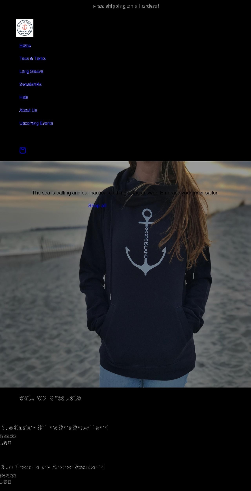 coralanchorri.com shopify website screenshot