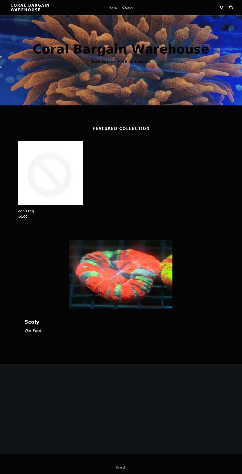 coralbargainwarehouse.com — Shopify storefront screenshot