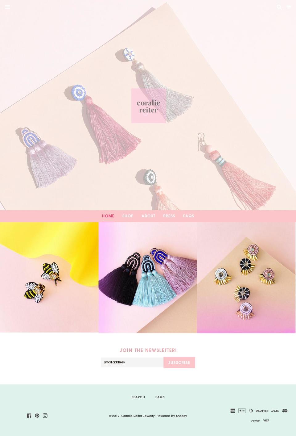 coraliereiterjewelry.com shopify website screenshot