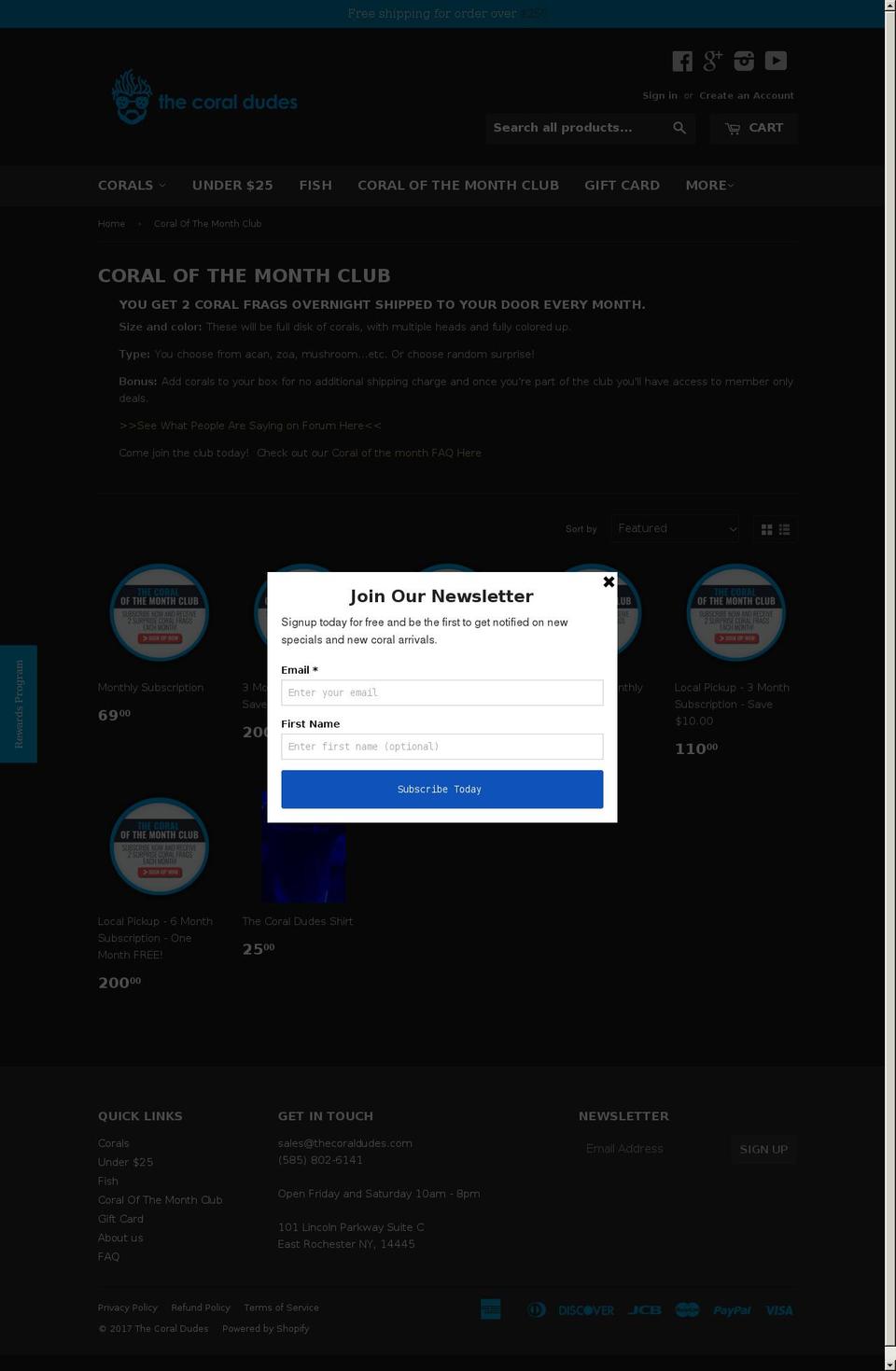 coralofthemonthclub.com shopify website screenshot