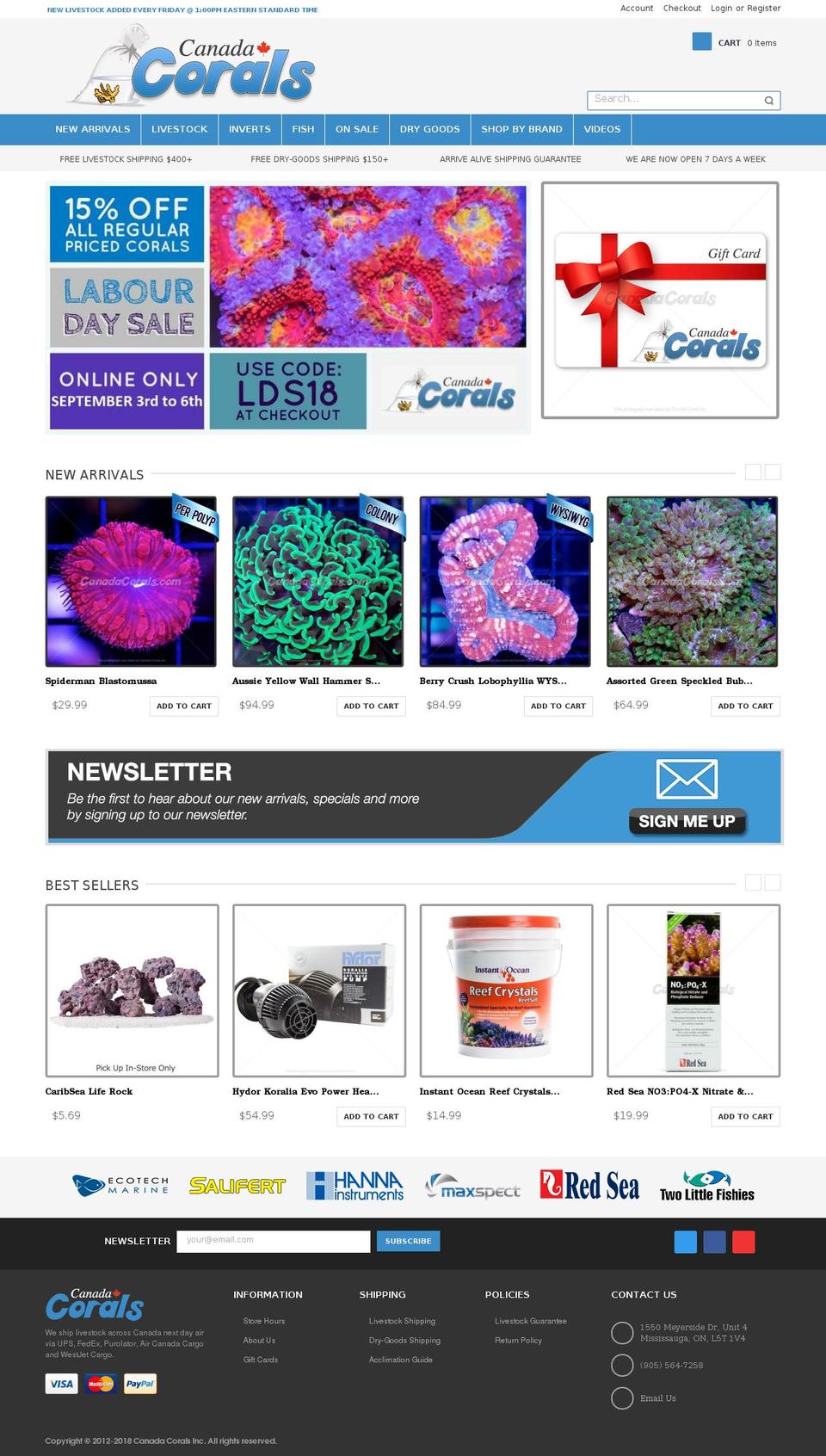 coralscanada.ca shopify website screenshot