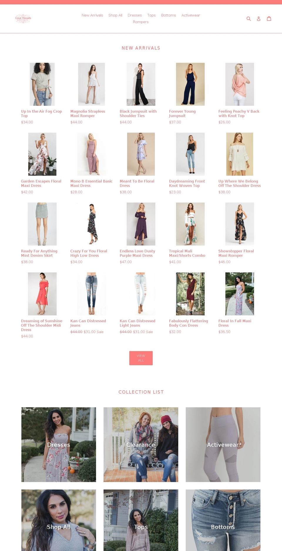 coralthreadsboutique.com — Shopify storefront screenshot