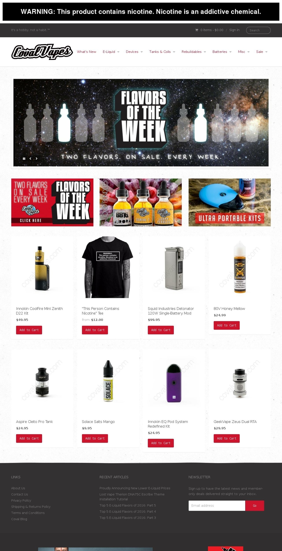 coralvapes.com — Shopify storefront screenshot