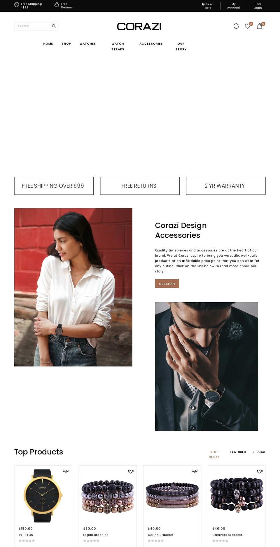 OOTS Support Shopify theme site example corazi.com
