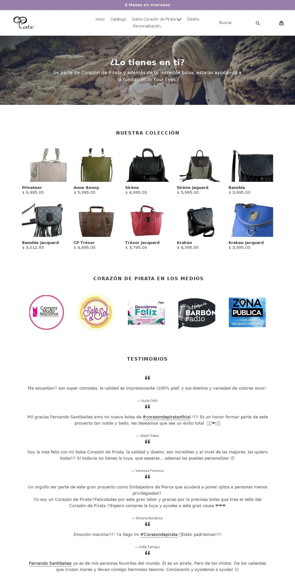 corazondepirata.com — Shopify storefront screenshot