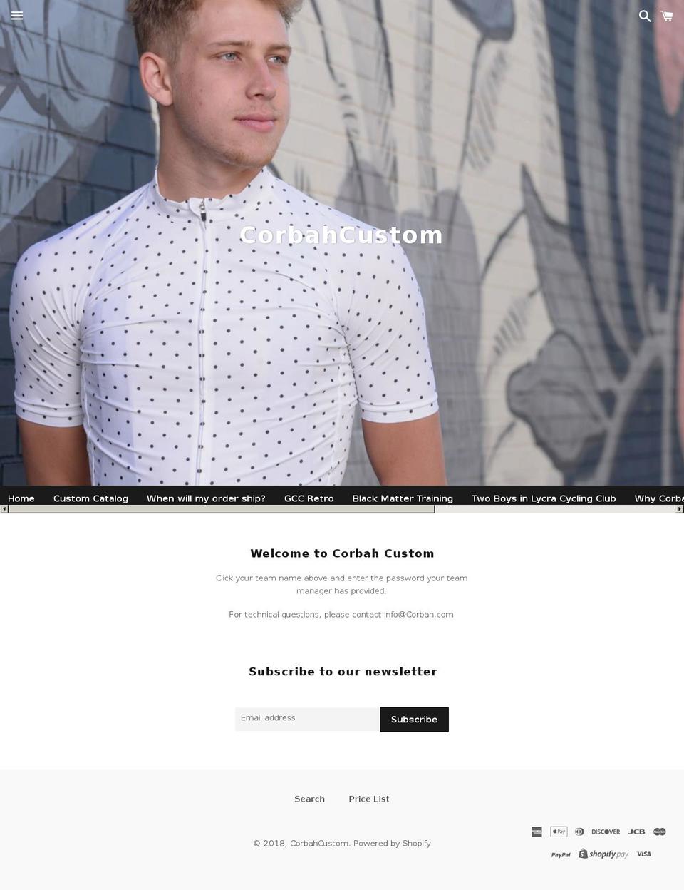corbahcustom.com — Shopify storefront screenshot