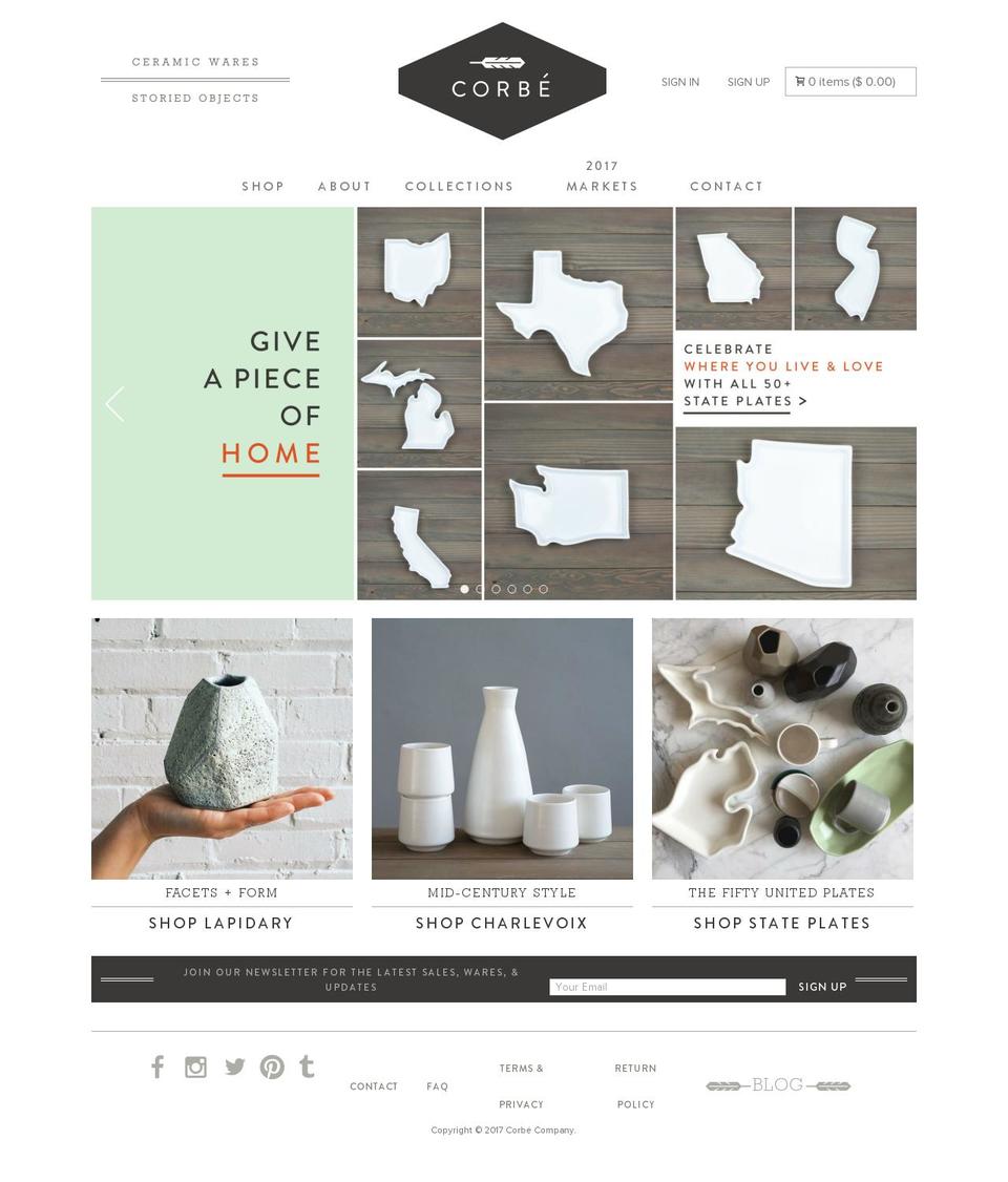 corbecompany.com shopify website screenshot