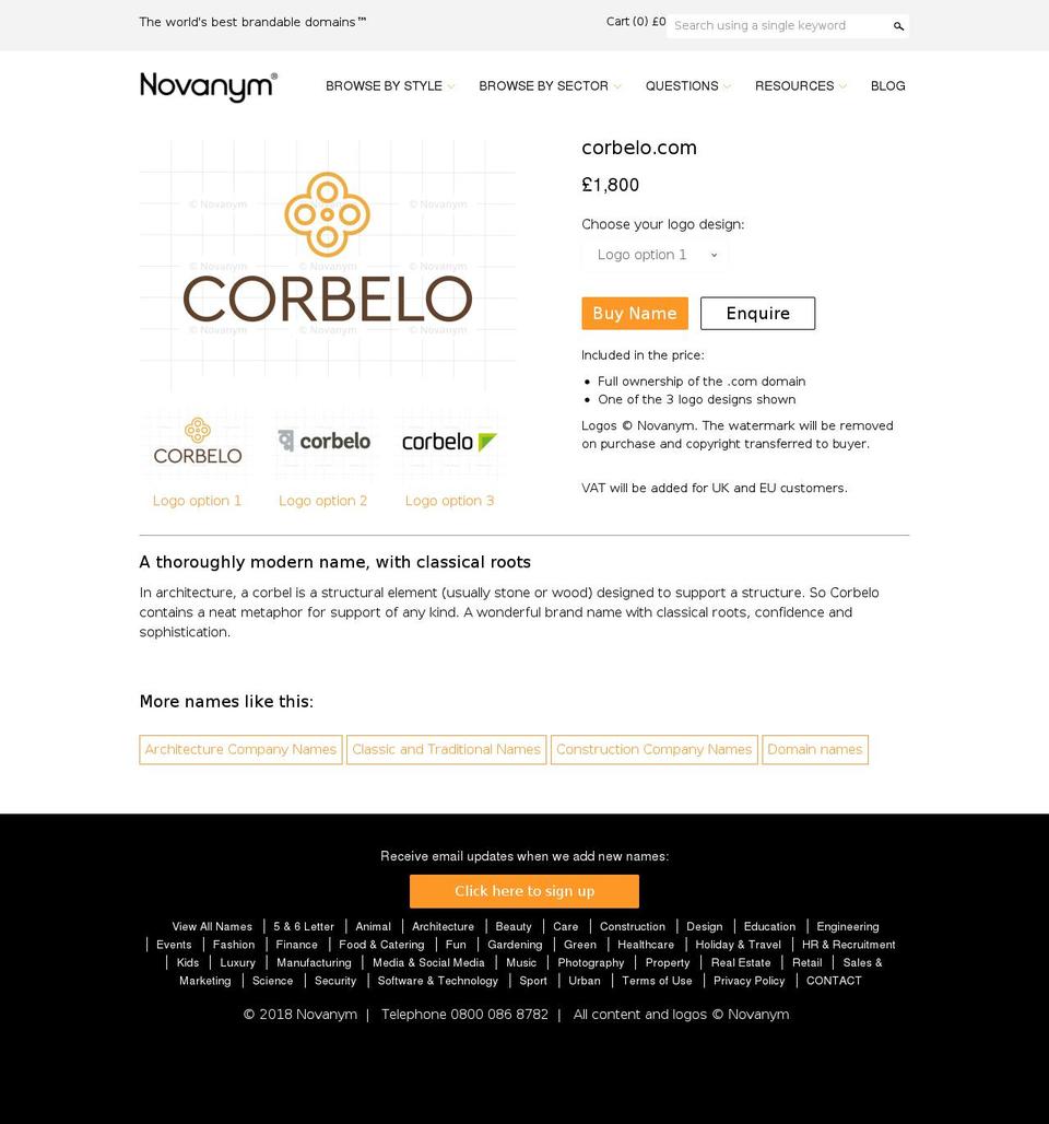 corbelo.com — Shopify storefront screenshot