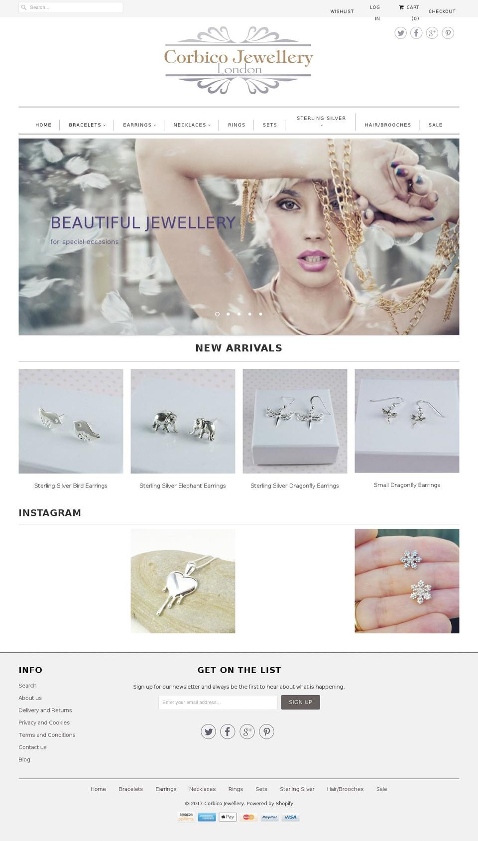 corbicojewellery.co.uk shopify website screenshot