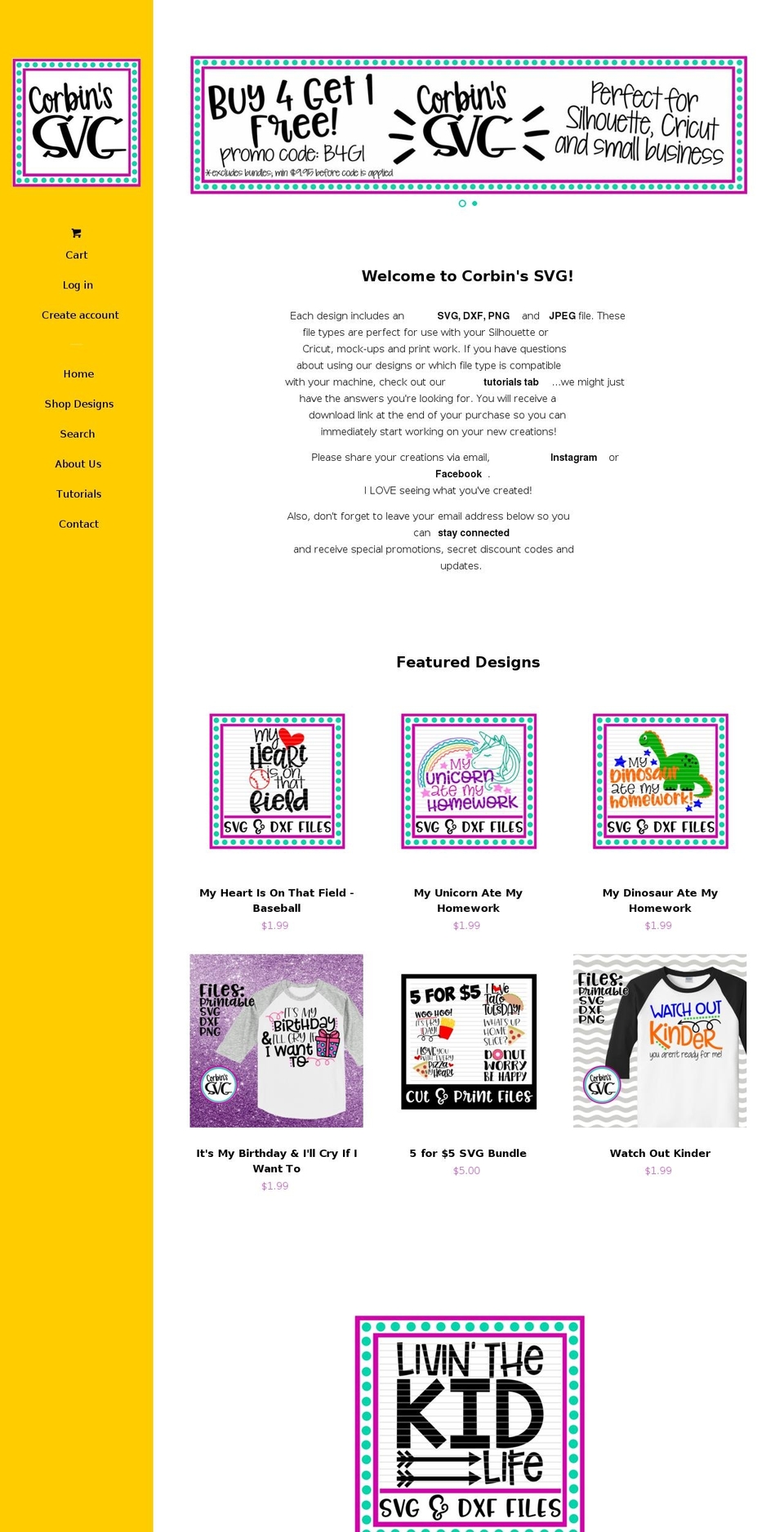 corbinssvg.com — Shopify storefront screenshot