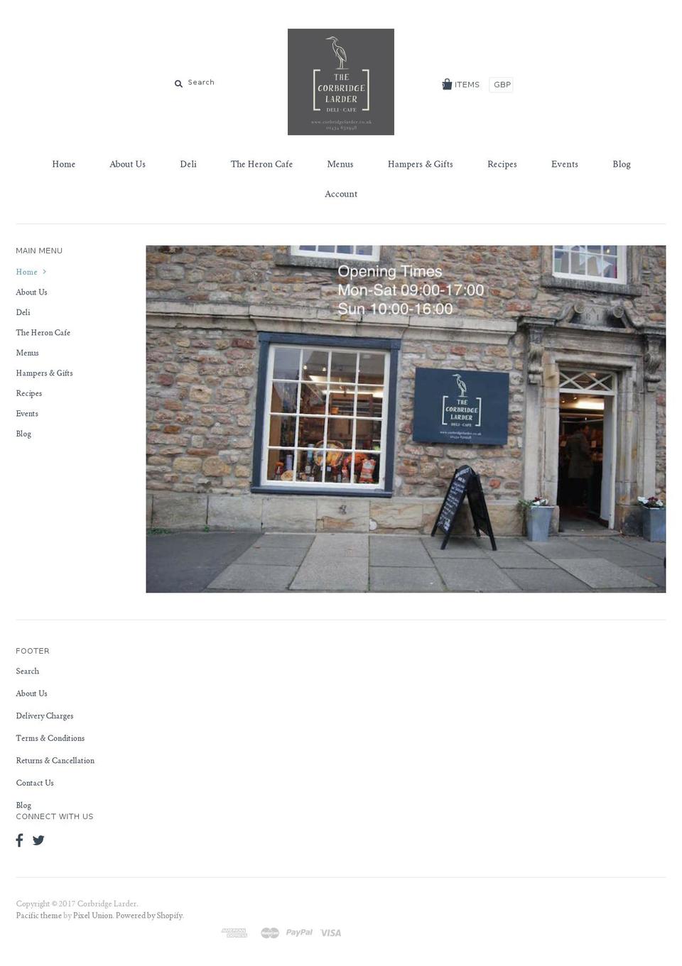 corbridgelarder.co.uk shopify website screenshot