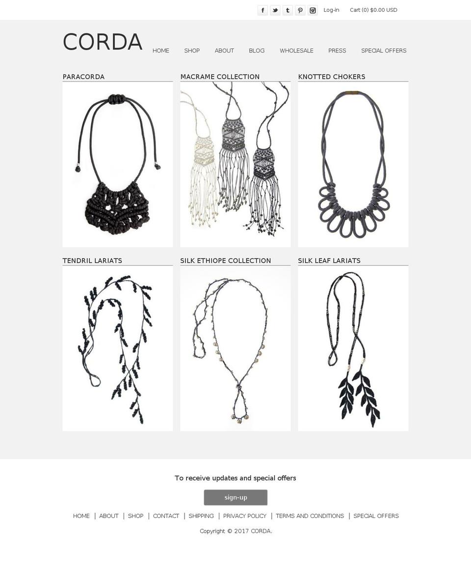 cordadesigns-shop.com shopify website screenshot